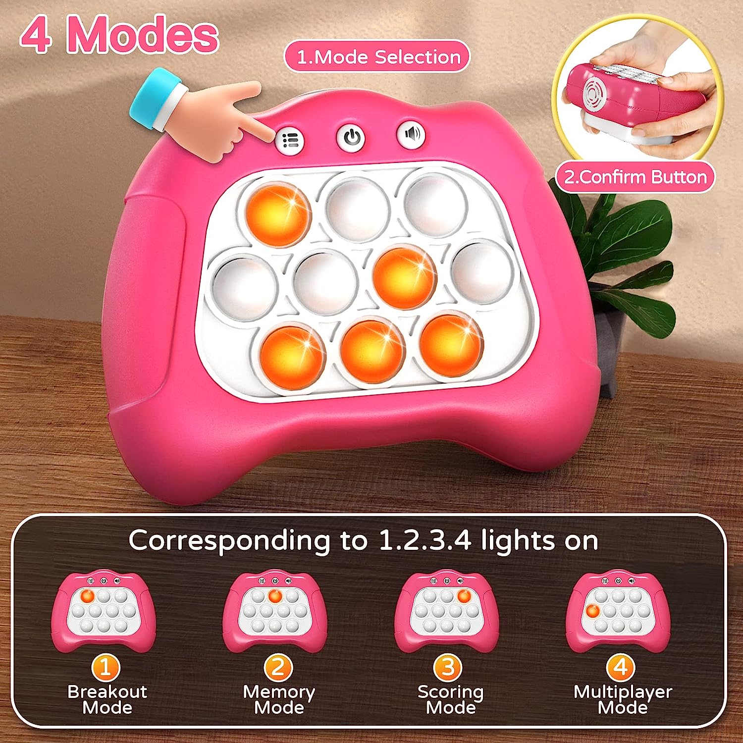 LED Pop It Fidget Toy with Music,Four Modes and Electronic Speed Push Game for Stress Relief and Brain Exercise,Ideal for Adults, Boys and Girls (Multicoloured) LED Pop It Fidget Toy with Music,Four Modes and Electronic Speed Push Game for Stress Relief and Brain Exercise,Ideal for Adults, Boys and Girls (Multicoloured)
